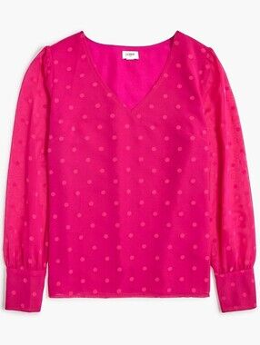 J.Crew Berry Chiffon Dotted Top, S